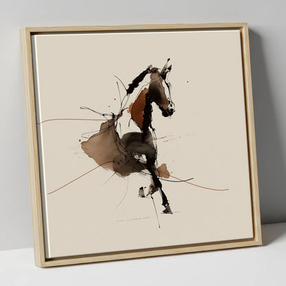 Abstract Dressage Form dressage horse canvas wall art in natural frame