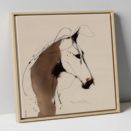 Fluid Sepia Profile horse portrait canvas wall art in natural frame