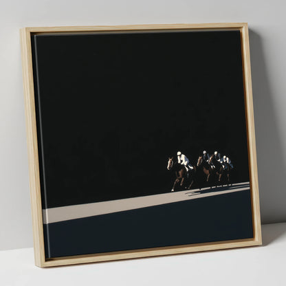 Speed in Shadows racing horse canvas wall art in natural frame