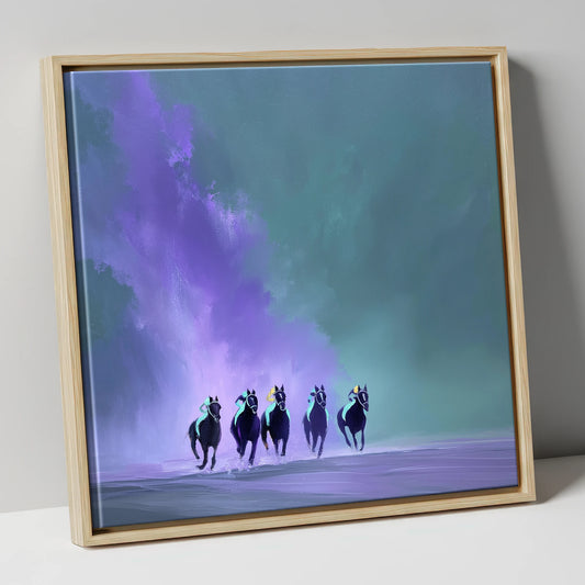 The Violet Furlong racing horse canvas wall art in natural frame