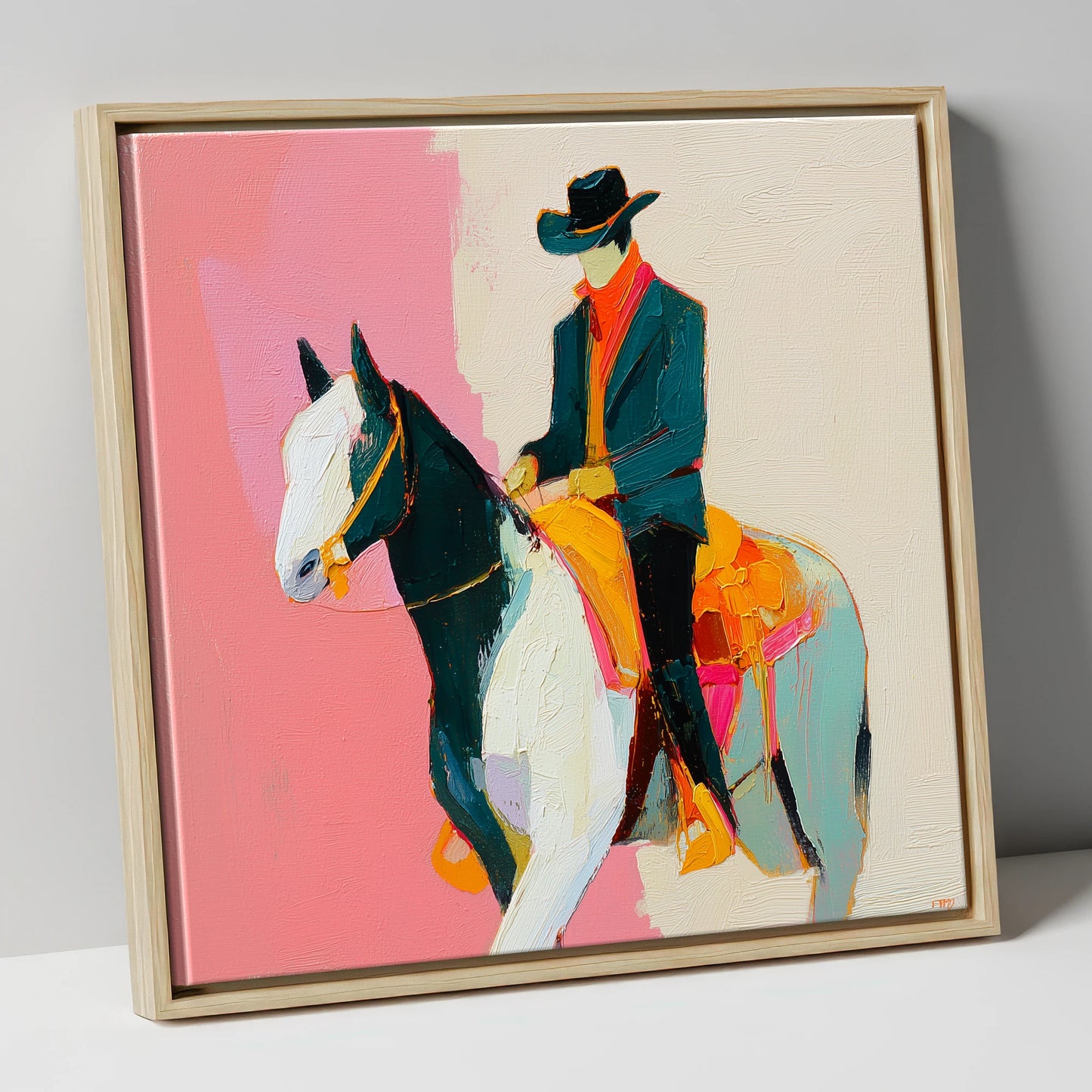 Modern Western Spirit western horse canvas wall art in natural frame