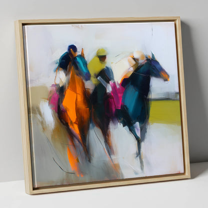The Colour of Speed racing horse canvas wall art in natural frame