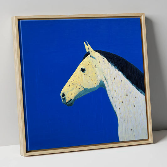 The Azure Profile horse breed canvas wall art in natural frame