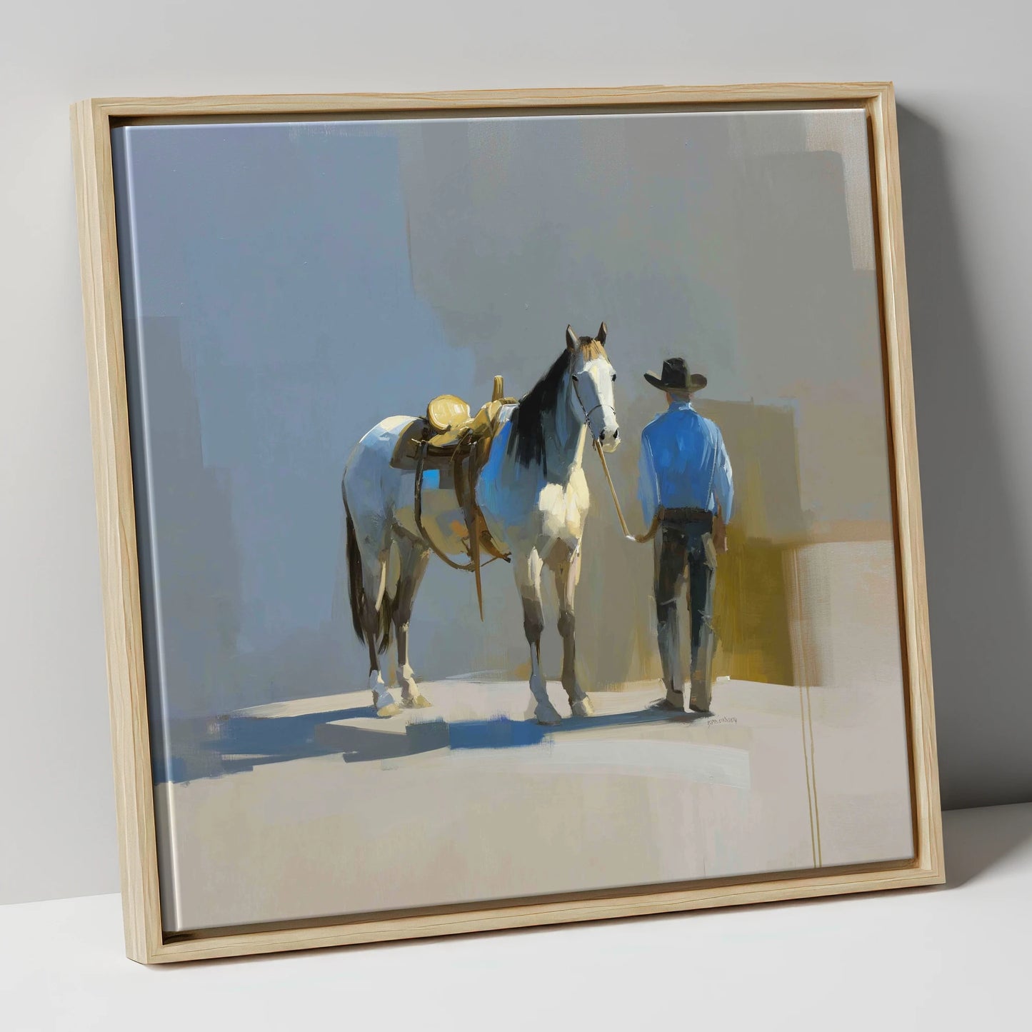 Quiet Western Partnership western horse canvas wall art in natural frame