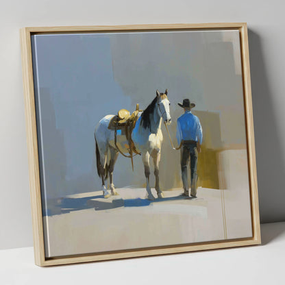 Quiet Western Partnership western horse canvas wall art in natural frame