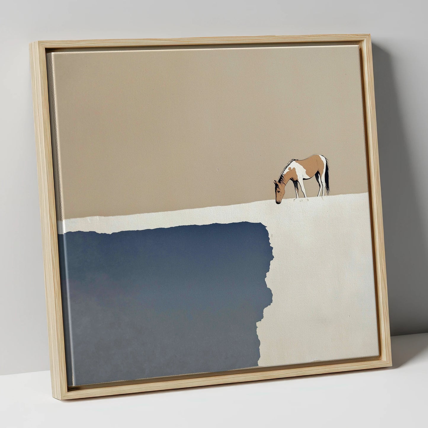 The Quiet Expanse horse landscape canvas wall art in natural frame