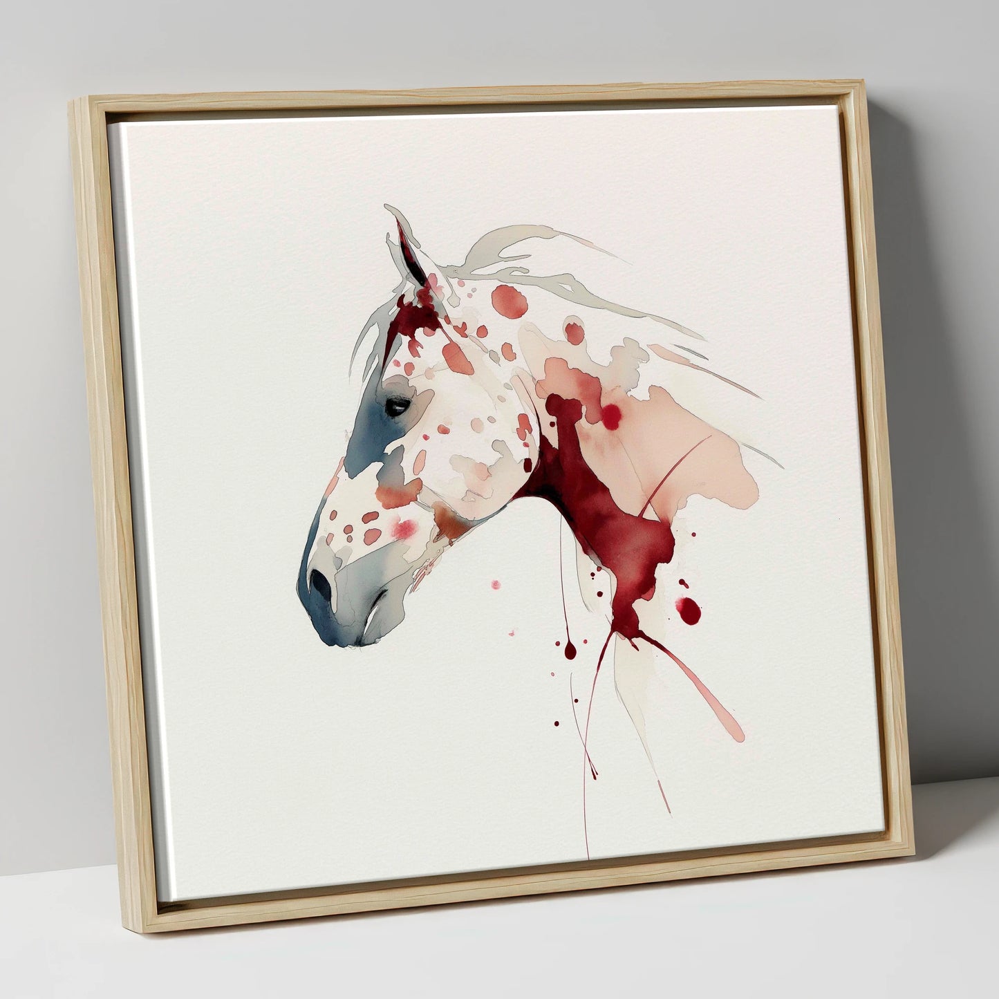 Crimson Appaloosa Profile horse breed canvas wall art in natural frame