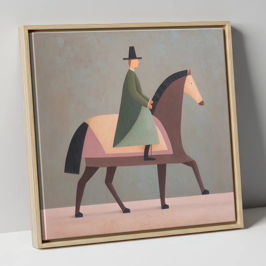 Structured Harmony dressage horse canvas wall art in natural frame
