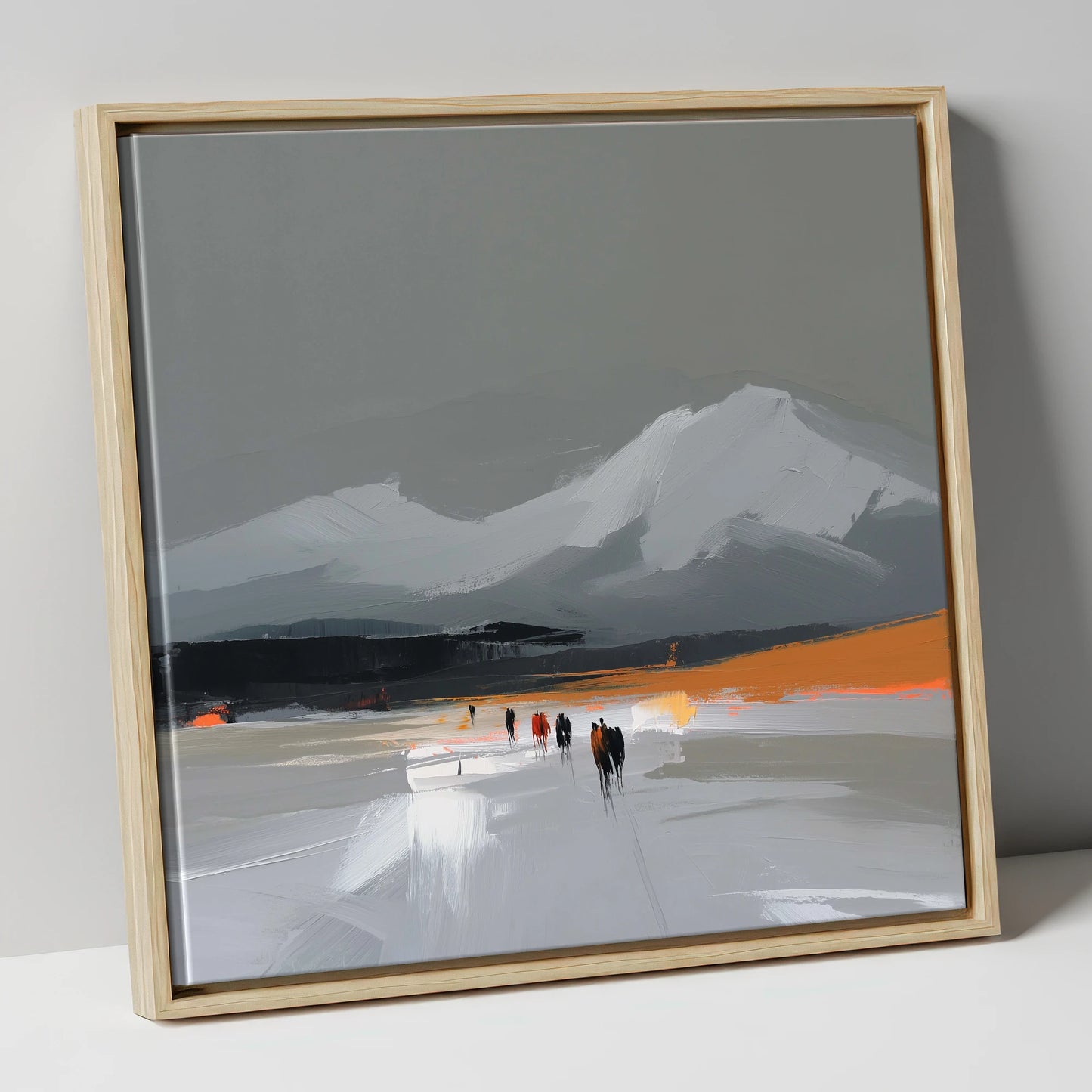 Ember Horizon Trek horse landscape canvas wall art in natural frame