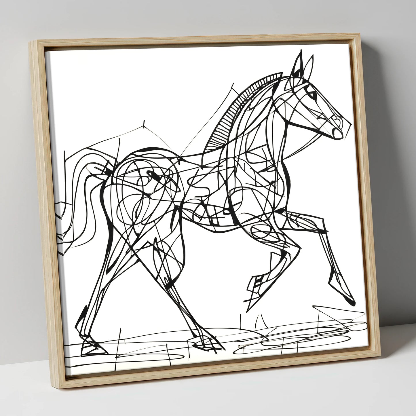 Structural Stride racing horse canvas wall art in natural frame