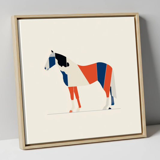 Modern Equine Geometry horse breed canvas wall art in natural frame