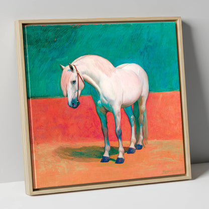 The Painted Grey horse breed canvas wall art in natural frame