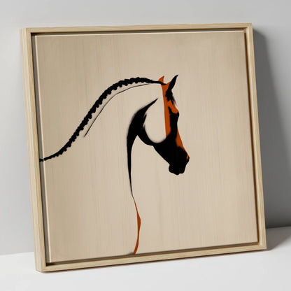The Plaited Crest horse breed canvas wall art in natural frame