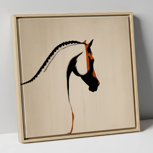 The Plaited Crest horse breed canvas wall art in natural frame