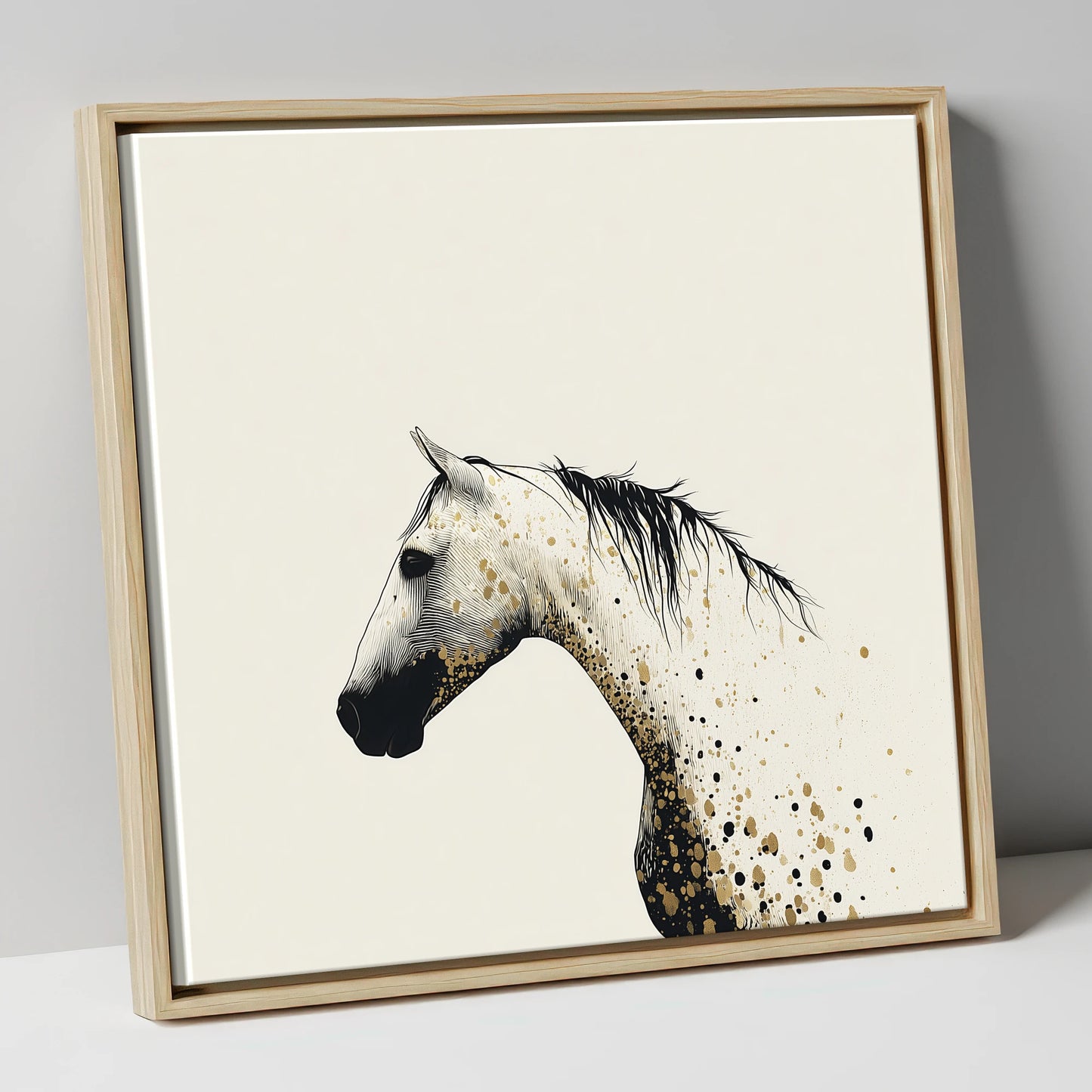 Gilded Ink Equine Profile horse breed canvas wall art in natural frame