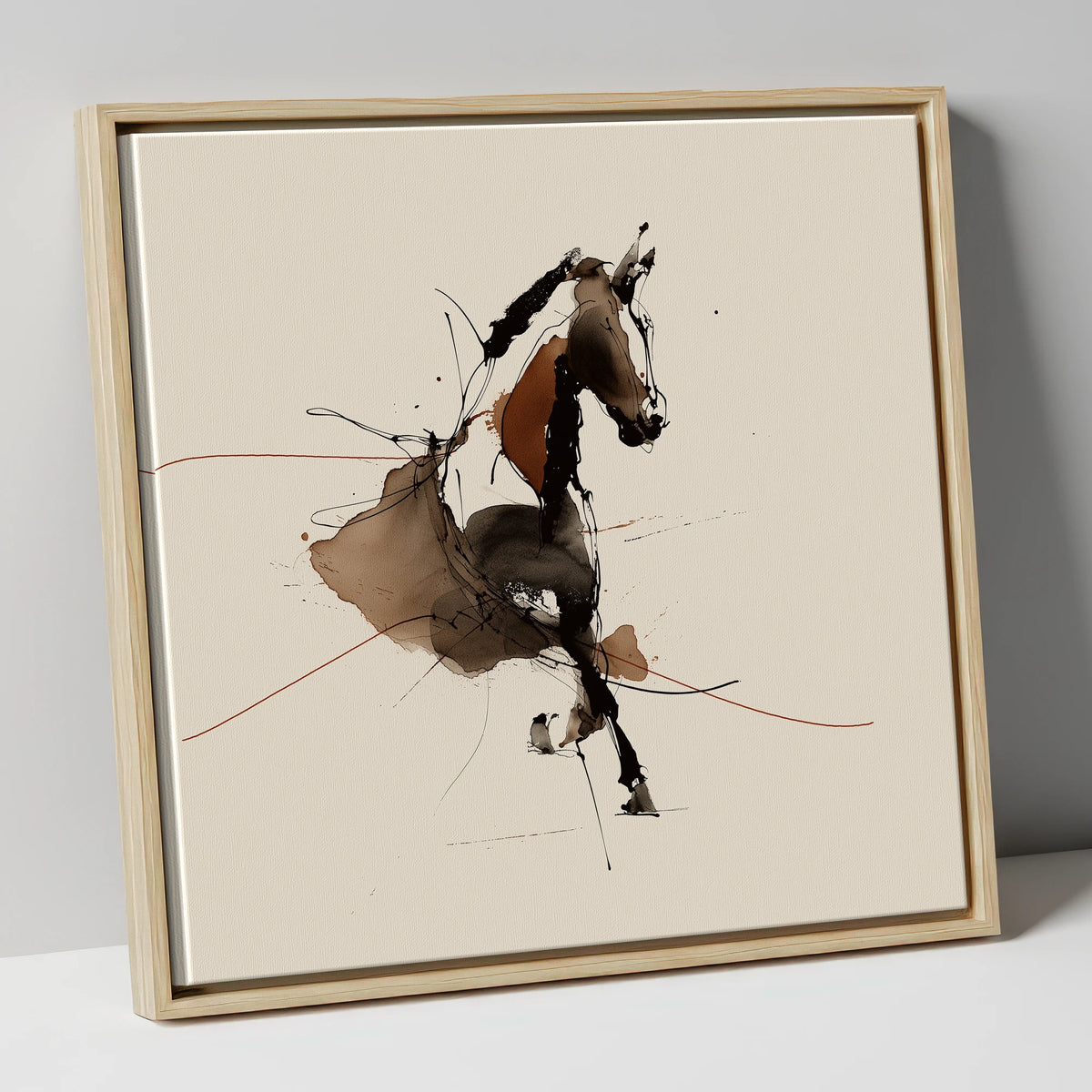 Abstract Dressage Form dressage horse canvas wall art in natural frame