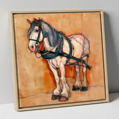 The Quiet Draught working horse canvas wall art in natural frame