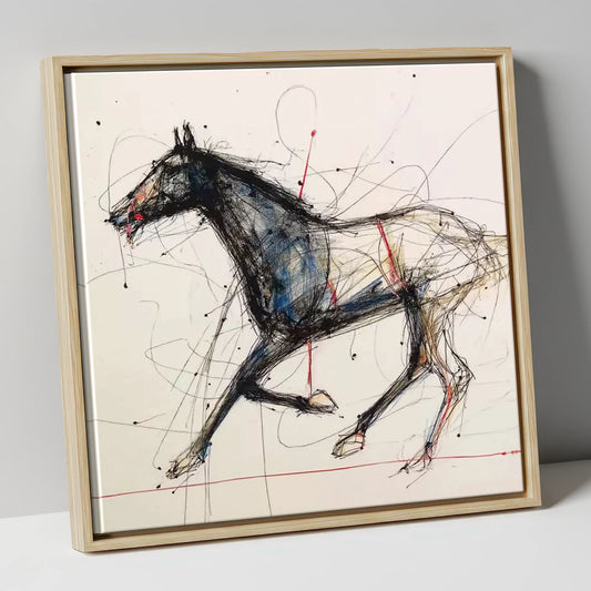 Racing Pulse racing horse canvas wall art in natural frame