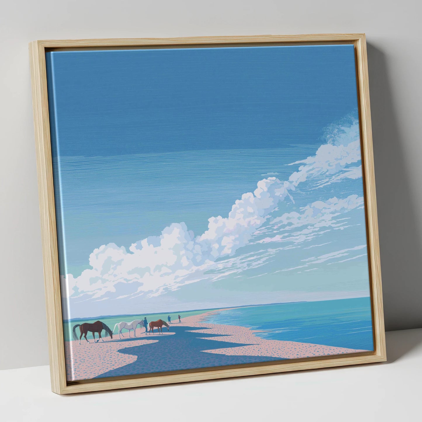 Endless Shoreline Hack horse landscape canvas wall art in natural frame