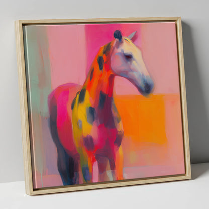 Radiant Appaloosa Profile horse breed canvas wall art in natural frame