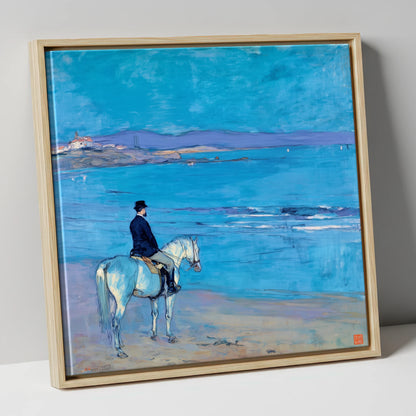 Gentleman's Coastal Ride horse landscape canvas wall art in natural frame