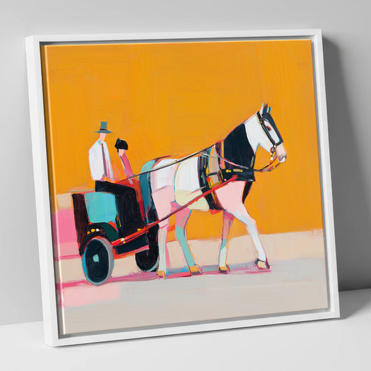 The Bright Turnout working horse canvas wall art in white frame
