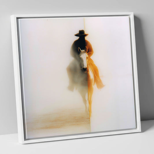 Western Mirage western horse canvas wall art in white frame
