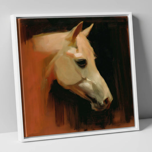 The Terracotta Portrait horse portrait canvas wall art in white frame
