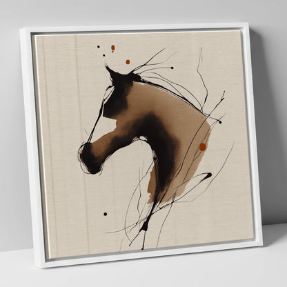 Fluid Sepia Equine Profile horse portrait canvas wall art in white frame
