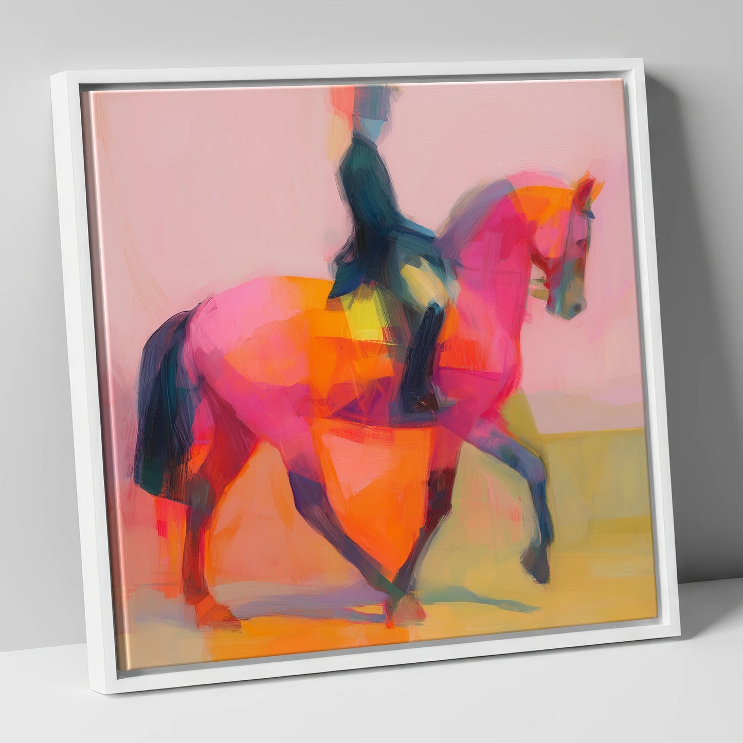 Bold Dressage Rhythm dressage horse canvas wall art in white frame