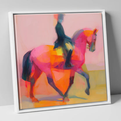 Bold Dressage Rhythm dressage horse canvas wall art in white frame