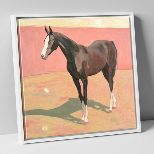 Quiet Grace in Pastel horse breed canvas wall art in white frame