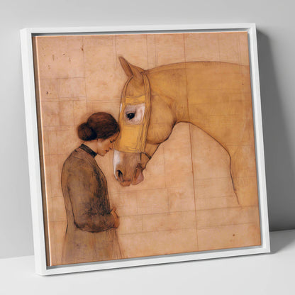 The Silent Language horse & rider canvas wall art in white frame