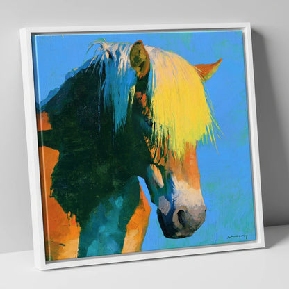 Colourful Chestnut Horse Profile horse breed canvas wall art in white frame