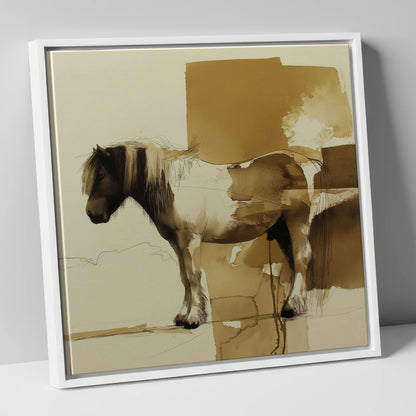 Earthy Cob Profile horse breed canvas wall art in white frame