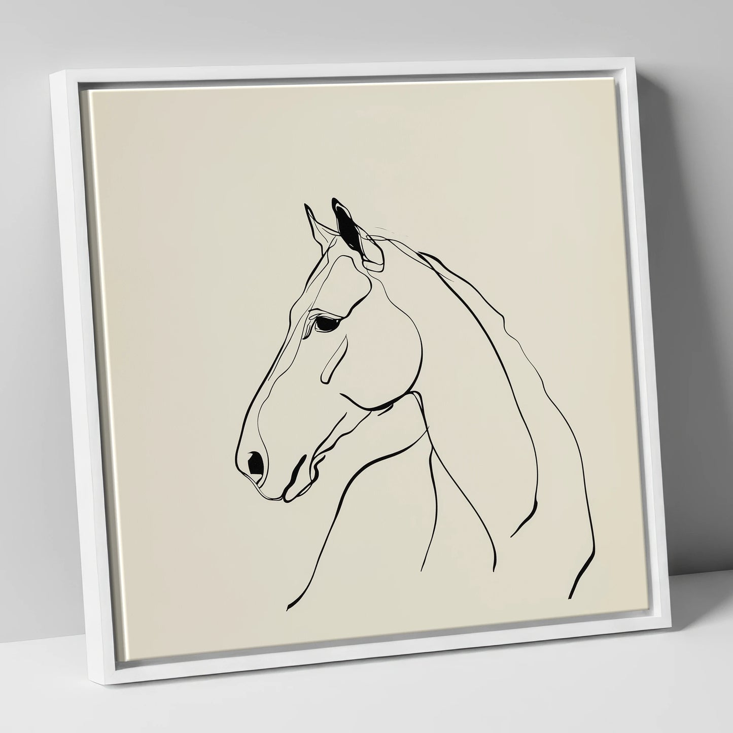 Fluid Equine Profile horse portrait canvas wall art in white frame
