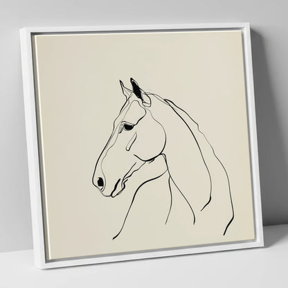 Fluid Equine Profile horse portrait canvas wall art in white frame