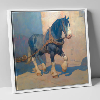 Strength in Harness horse breed canvas wall art in white frame