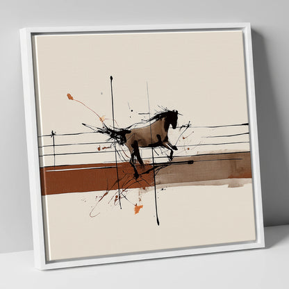 Unbridled Momentum horse portrait canvas wall art in white frame