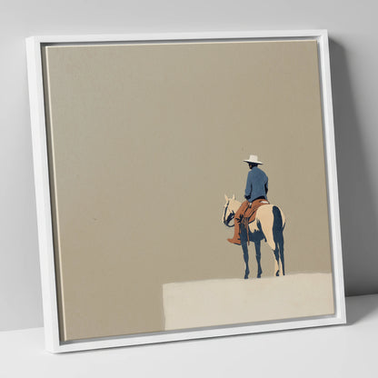 The Quiet Frontier western horse canvas wall art in white frame