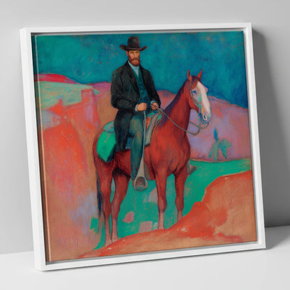 The Painted Frontier western horse canvas wall art in white frame