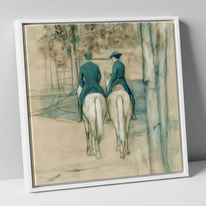 The Woodland Hack horse & rider canvas wall art in white frame