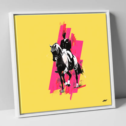 Bold Dressage Rhythm dressage horse canvas wall art in white frame