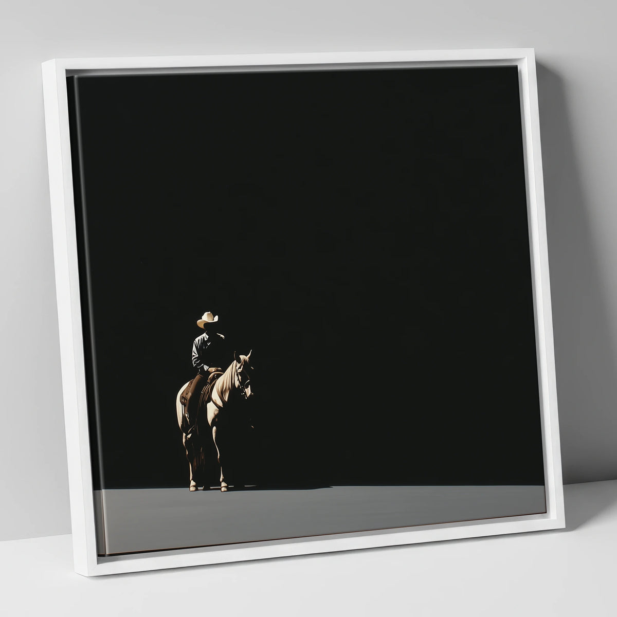 Western Horse in Sharp Light western horse canvas wall art in white frame