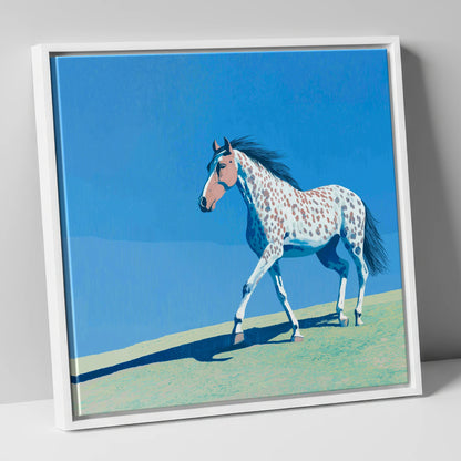 Appaloosa On The Ridge horse breed canvas wall art in white frame