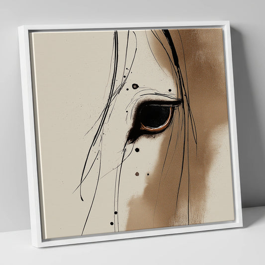Raw Equine Gaze horse portrait canvas wall art in white frame