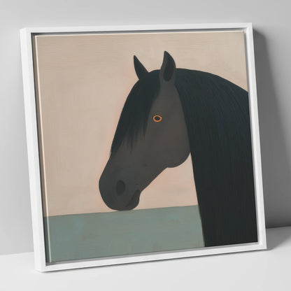 The Charcoal Profile horse breed canvas wall art in white frame