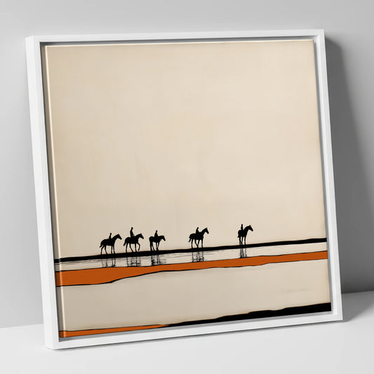 The Long Hack Home horse landscape canvas wall art in white frame
