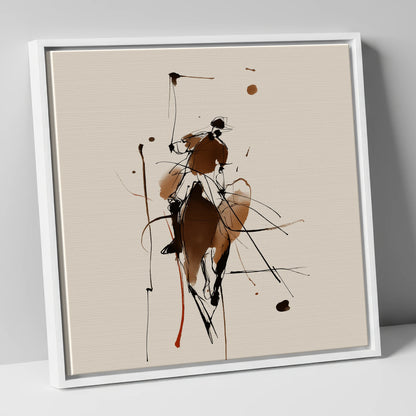 The High Swing polo horse canvas wall art in white frame
