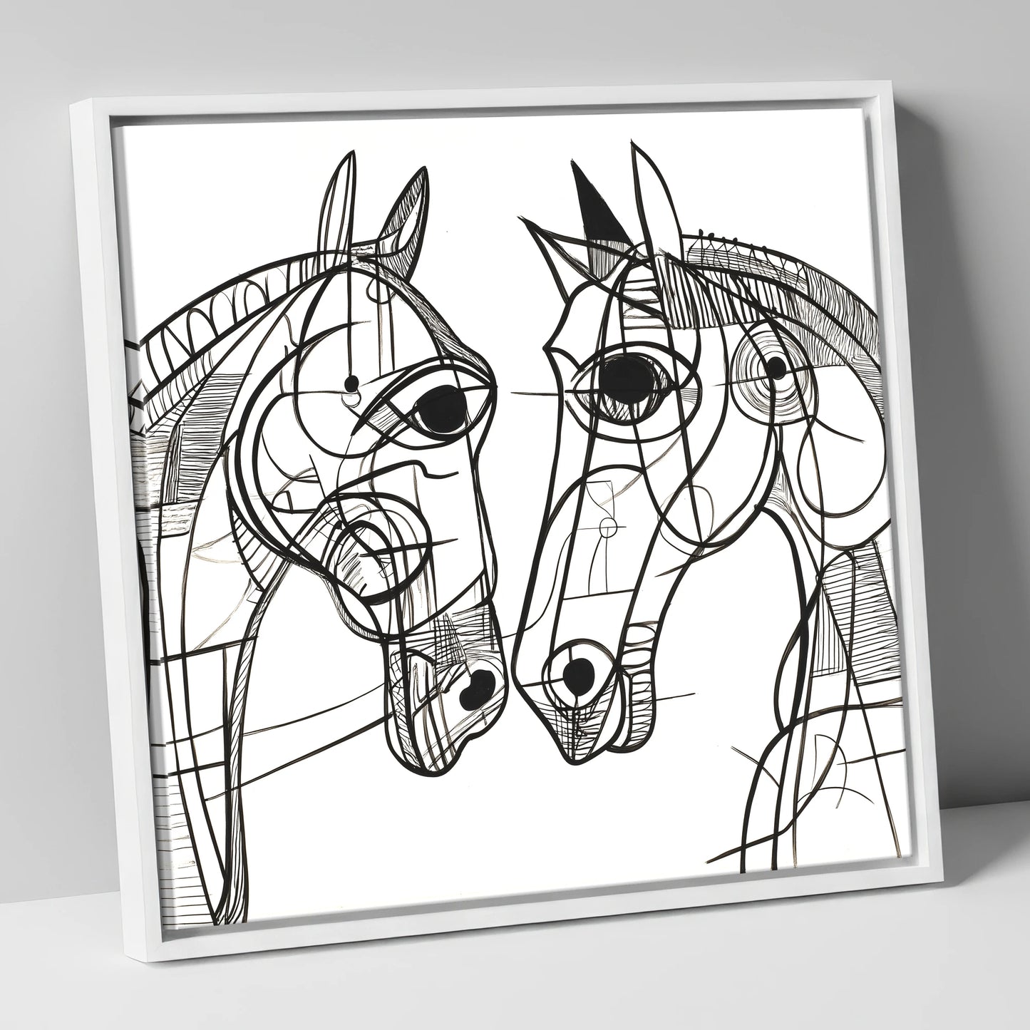 Structural Equine Bond horse portrait canvas wall art in white frame